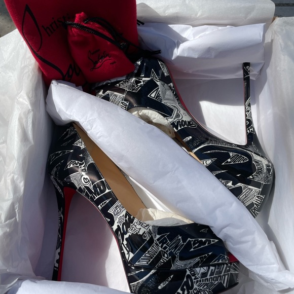 Christian Louboutin Fetish Peep Black White Size 36 - Picture 7 of 8